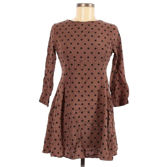 CHRISTY DAWN Fox brown polka dot open back fit & flare mini dress Size Large - Picture 2 of 6